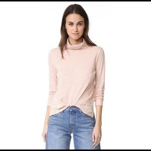 Madewell Whisper Turtleneck - Pink Stripe - Small